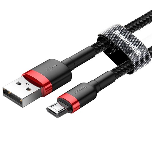 BASEUS Кабел USB-A - Micro USB, 1м, 2.4A, CAFULE, CAMKLF-B91 /черен + червено/