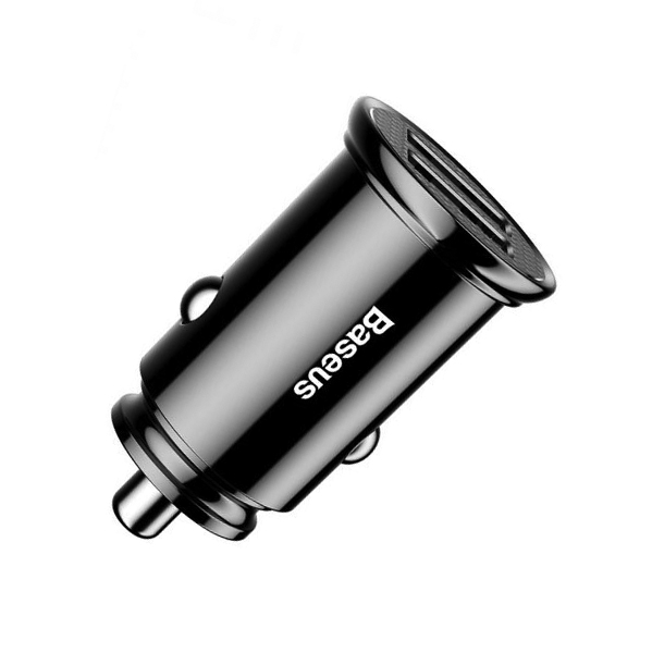 BASEUS 12V 15.5W, 2xUSB-A, Grain Car, черен - CCALL-ML01