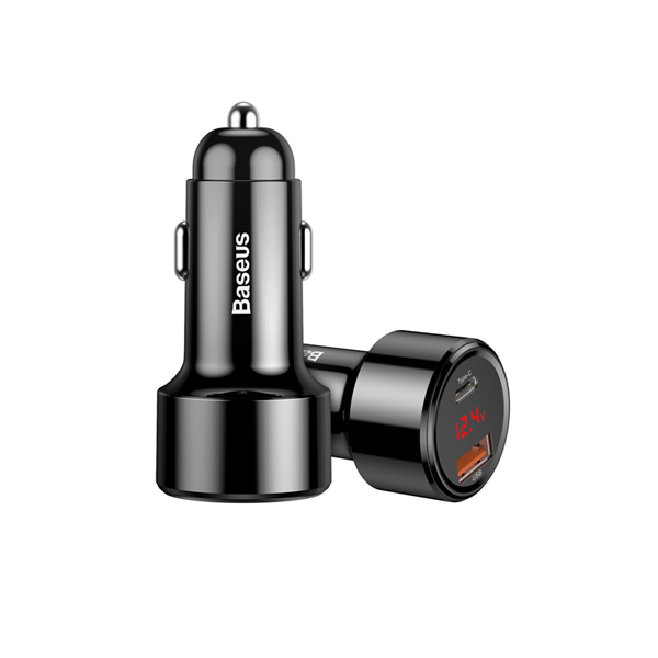 BASEUS 12V 45W, USB-A + USB-C, Magic LED, черен - CCMLC20C-01