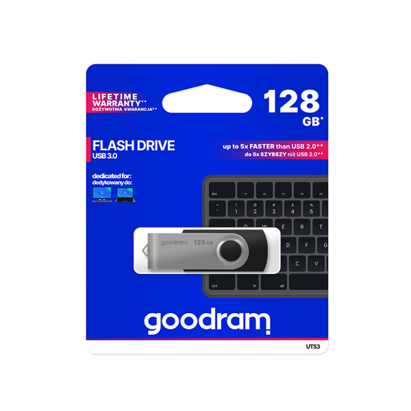 GOODRAM Flash Drive UTS3 128GB, USB 3 /черно и сребърно/