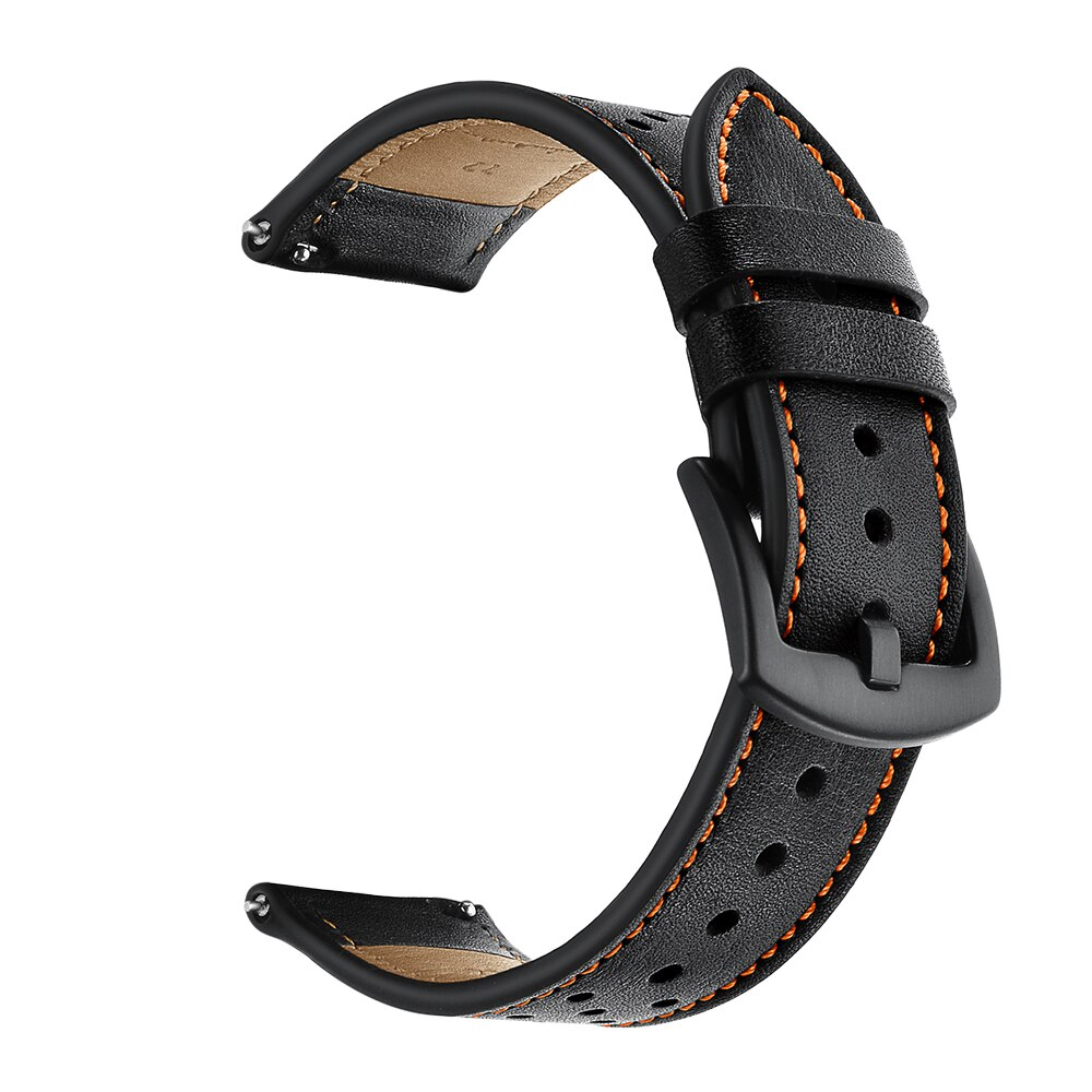 Кожена каишка Leather Deluxe Strap за Smart Watch, 22мм /черна/