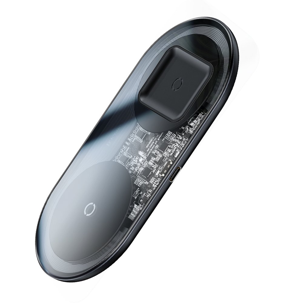 BASEUS 220V Wireless 15W, 2 в 1 за Phones/AirPods, WXJK-A01 /прозрачен/