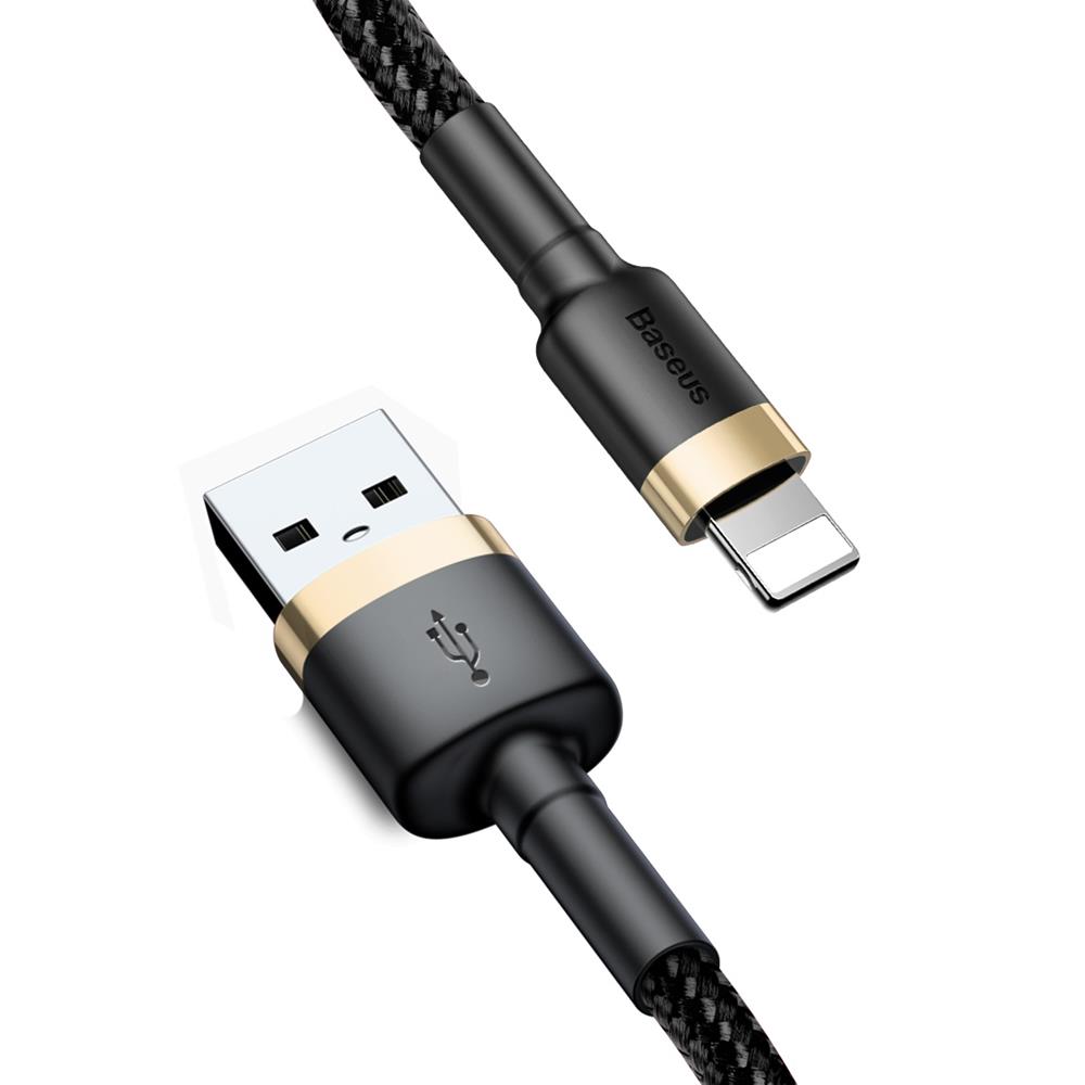 BASEUS Кабел USB-A - Lightning, 1м, 2.4A, CAFULE, CALKLF-BV1 /черен + златно/