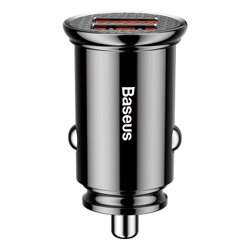 BASEUS 12V 30W, 2xUSB-A, черен - CCALL-YD01