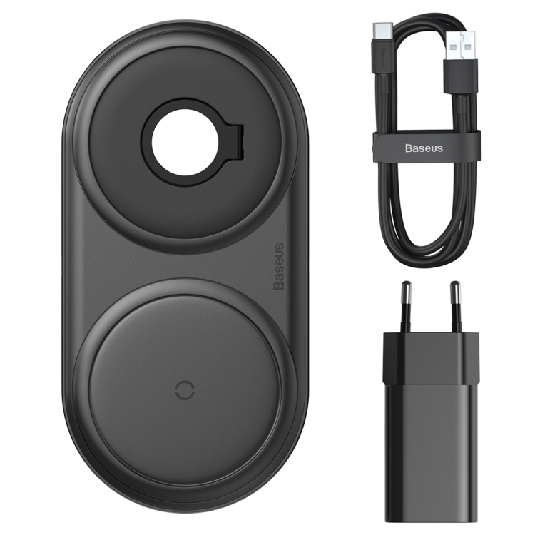 BASEUS 220V Wireless 10W + Adapter 24W, Planet 2 в 1 Phone+AirPods, WXPL-B01 /черно/