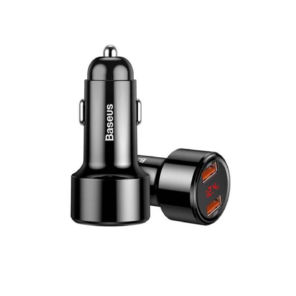 BASEUS 12V 45W, 2xUSB-A, DUAL/LED, черен - CCMLC20A-01