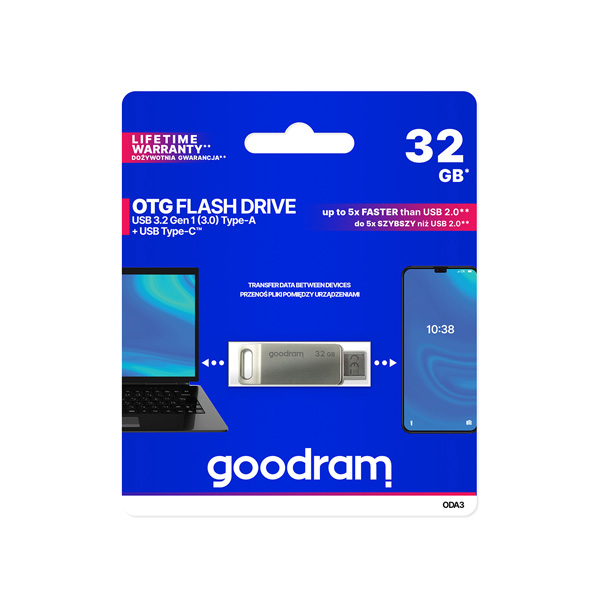GOODRAM Flash Drive ODA3 32GB, USB 3.2 /сребро/