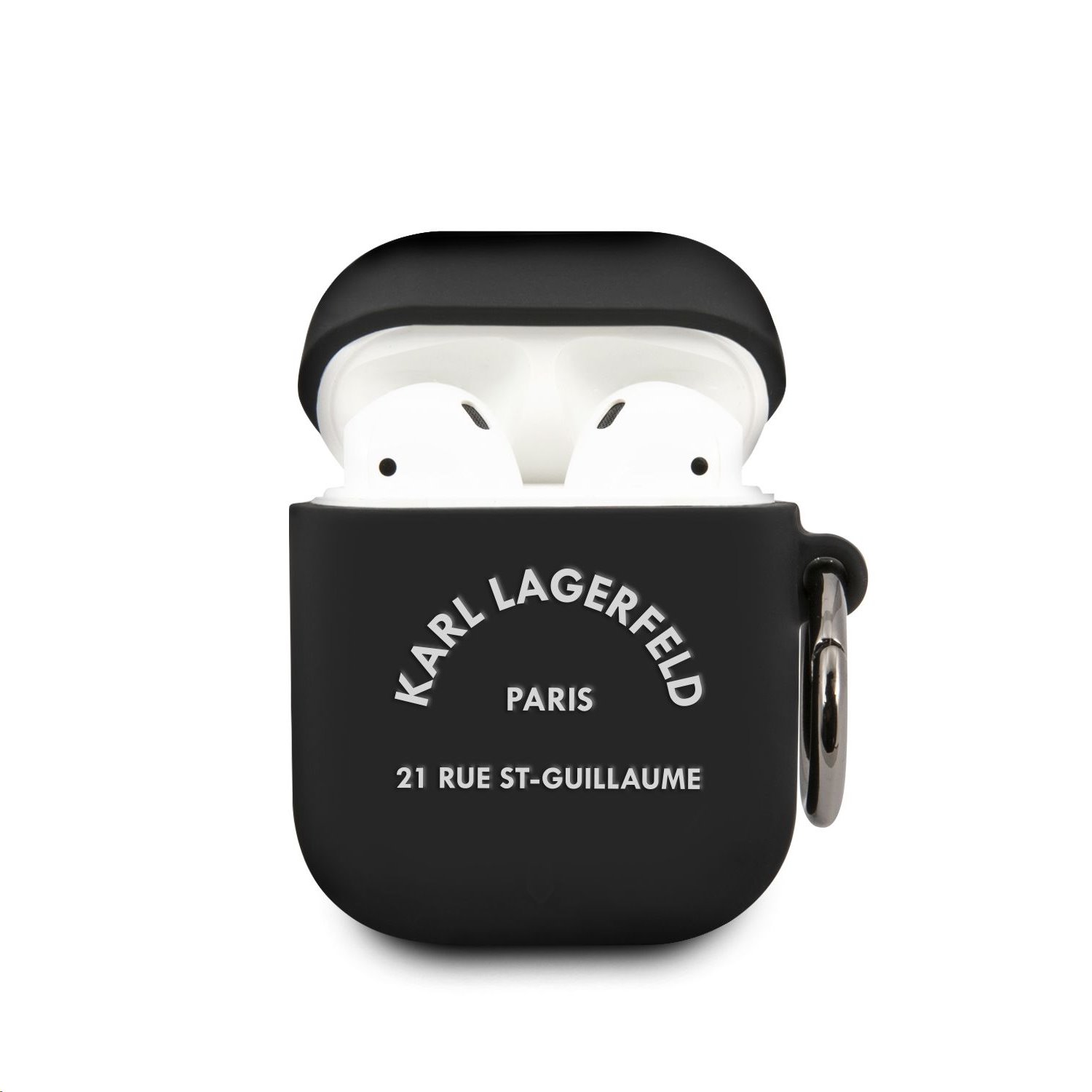 Karl Lagerfeld Калъф Apple AirPods 1/2, черен - KLACA2SILRSGBK
