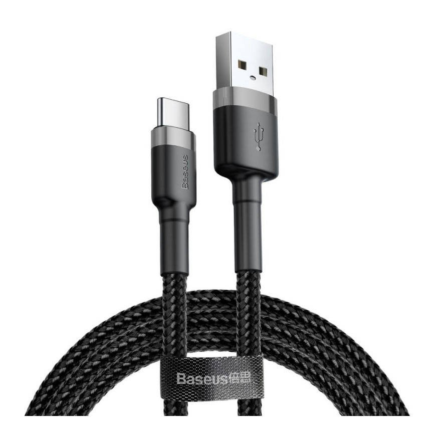 BASEUS Кабел USB-A - Type-C, 3м, 2A, CAFULE, CATKLF-UG1 /черен + сиво/