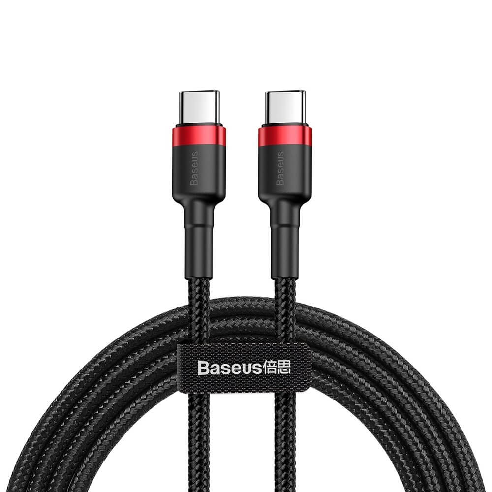 BASEUS Кабел Type-C - Type-C, 1м, 60W, 3A, CAFULE, CATKLF-G91 /черен + червено/