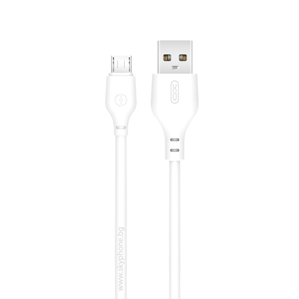 Кабел USB - Micro USB, XO, 2.1A, 1m, NB103 /бял/ 