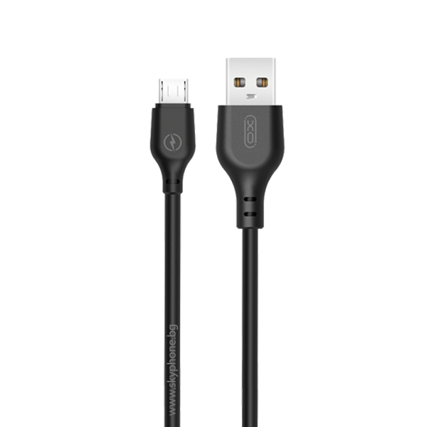 XO Кабел USB-A - Micro USB, 1м, 2.1A, NB103 /черен/ 