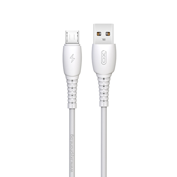 XO Кабел USB-A - Micro USB, 1м, 2.4A, NB-P163 /бял/