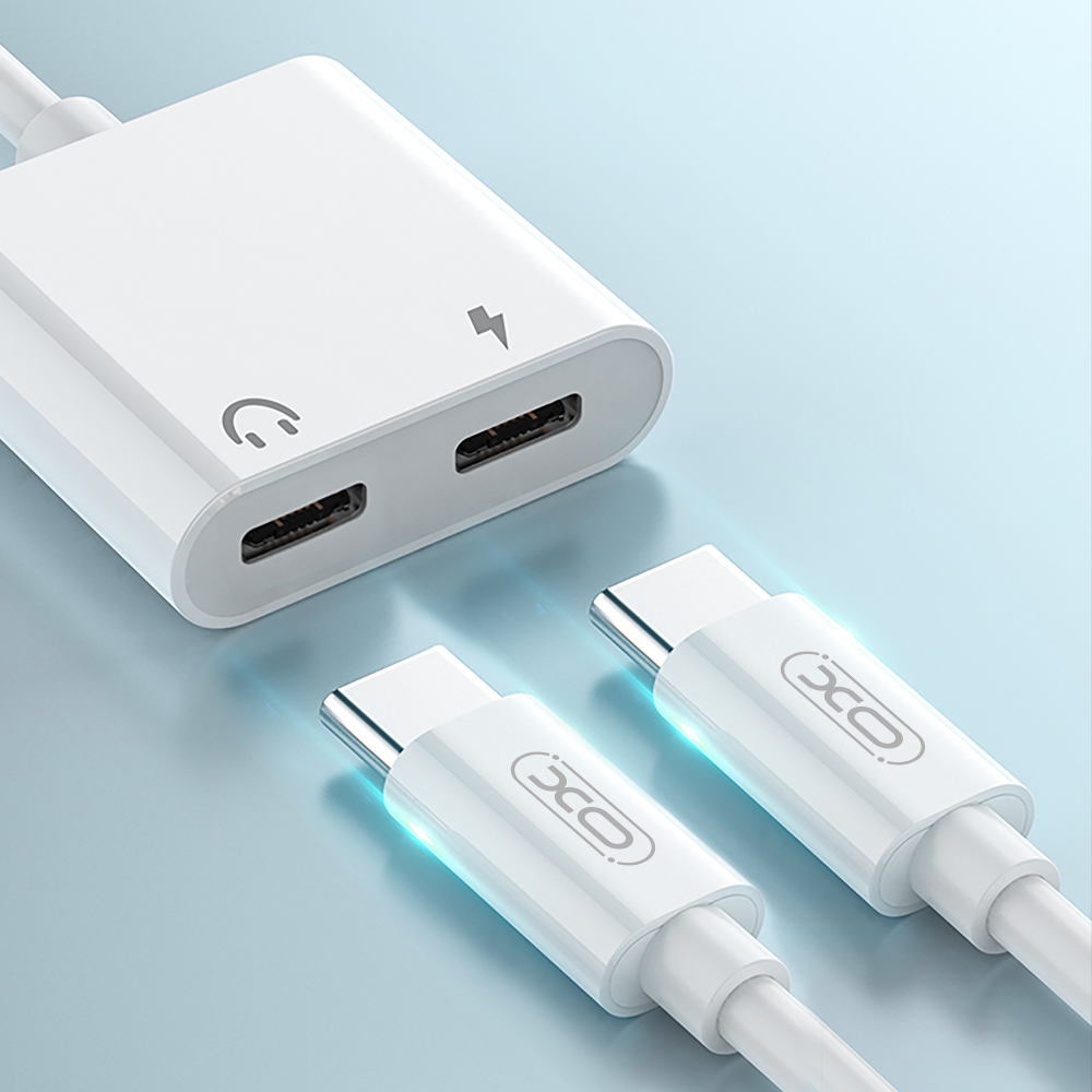 Преходник от Type-C към 2 x USB-C, XO NB-R172C /бял/