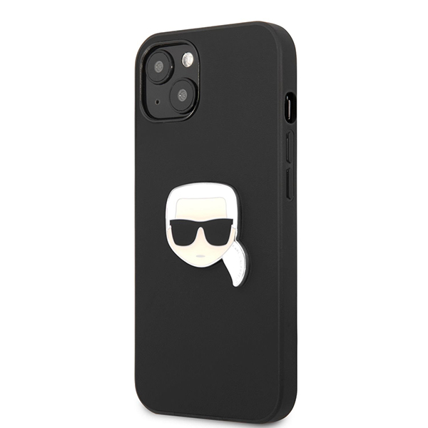 Karl Lagerfeld Калъф Apple iPhone 13 Pro, PU Leather Karl Head, черен - KLHCP13LPKMK