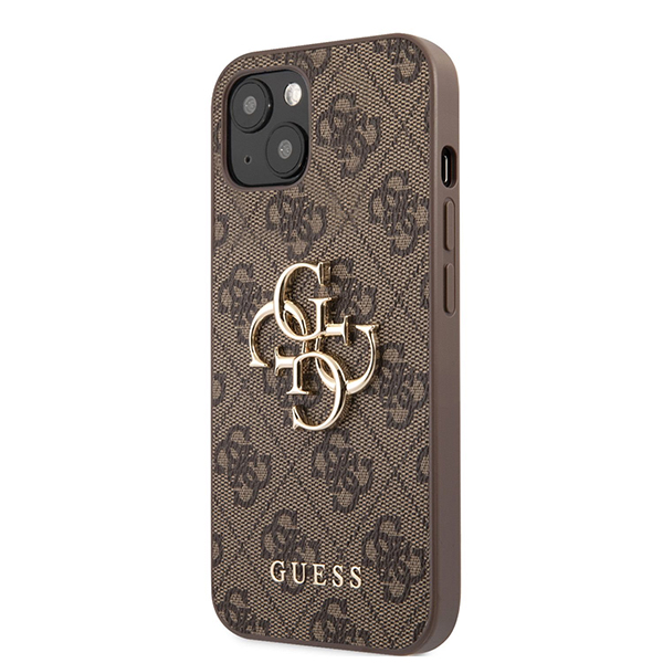 GUESS Калъф Apple iPhone 13, Metal Logo Case, кафяв - GUHCP13M4GMGBR