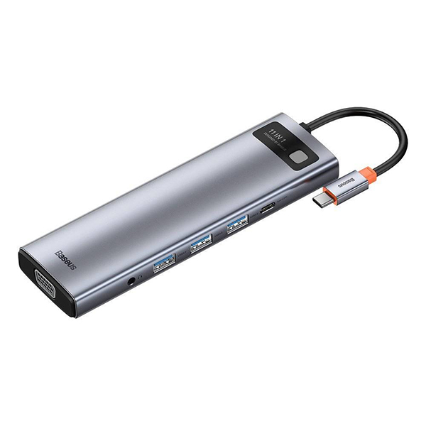 BASEUS HUB Type-C to 3xUSB3.0 + 2xHDMI 4K + USB-C(PD, 100W) + VGA + SD/microSD, CAHUB-CT0G /dark grey/