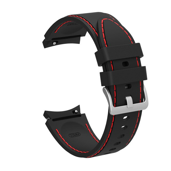 Силиконова каишка Silicon Deluxe Strap за Samsung Watch 4/5/6/7, 20мм /черно-червена/