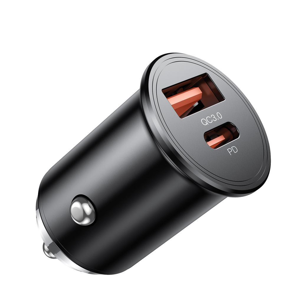 XO 12V 45W, USB-A + USB-C, черен - CC43
