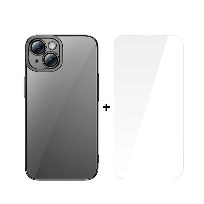 BASEUS Калъф + Стъклен протектор Glitter Apple iPhone 14 Plus /черен/