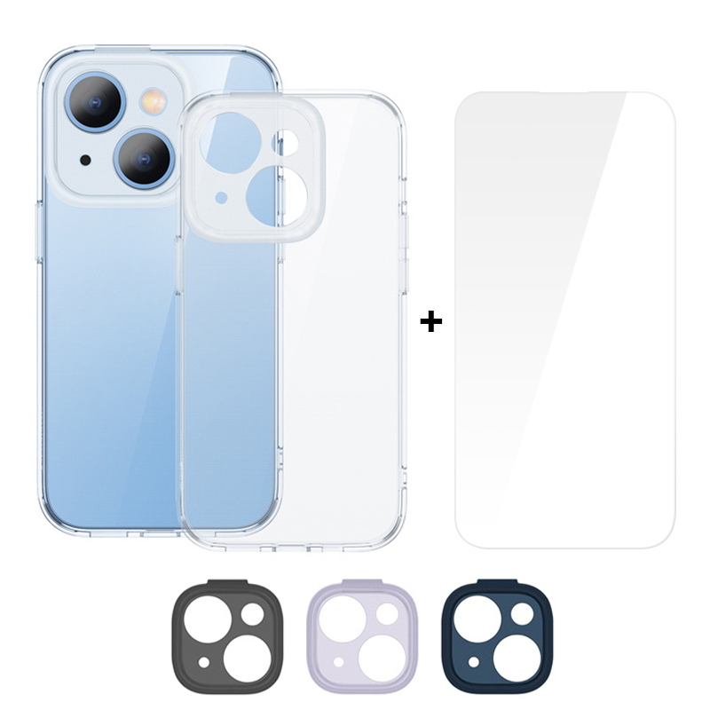 BASEUS Калъф + Стъклен протектор Illusion Series Apple iPhone 14 Plus /прозрачен/