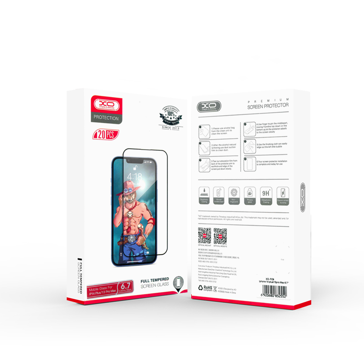 XO 0.26mm Tempered Glass iPhone 11/Xr (20pcs) /черен/