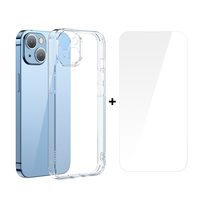BASEUS Калъф + Стъклен протектор Crystal Ultra-Thin Apple iPhone 14 /прозрачен/