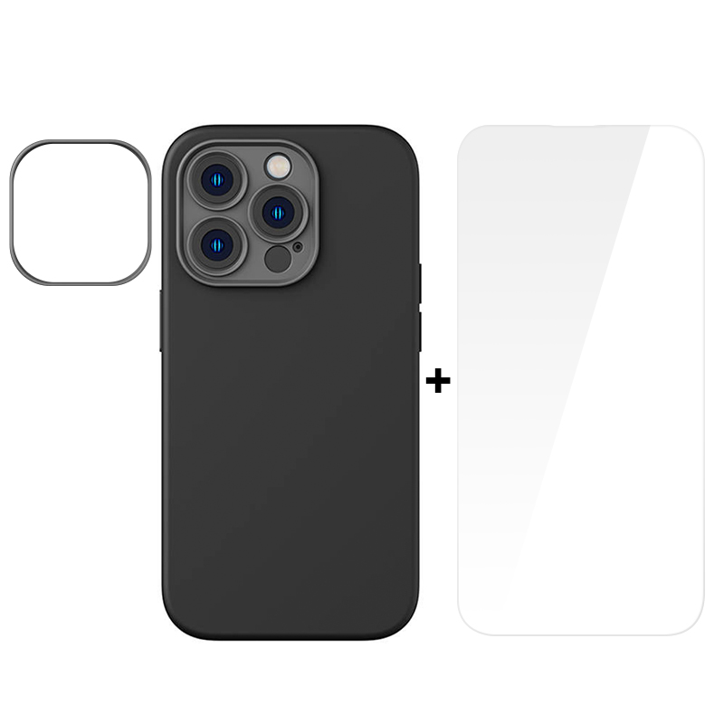 BASEUS Калъф + Стъклен протектор Liquid Gel MagSafe Apple iPhone 14 Pro Max /черен/