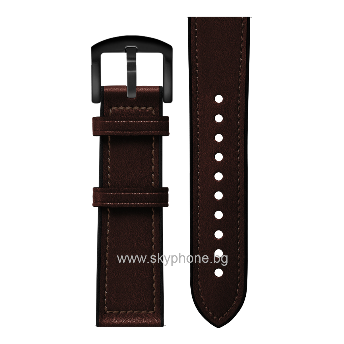 Каишка TPU Leather Cover Strap за Smart Watch, 20мм /тъмно кафява/