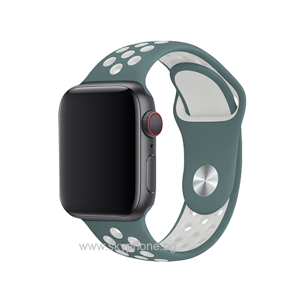 Каишка Silicon Sport Strap for Apple Watch, 42/44mm, S/M /зелено-сива/