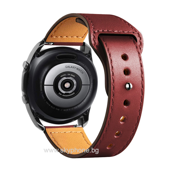 Leather Skin Strap for Smart Watch, 22mm /wine/