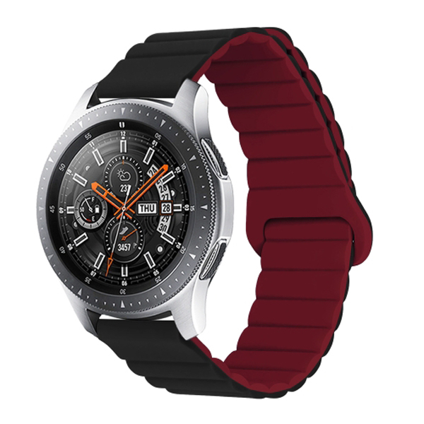 Силиконова магнитна каишка Magnet Strap за Smart Watch, 22мм /черно-винен/