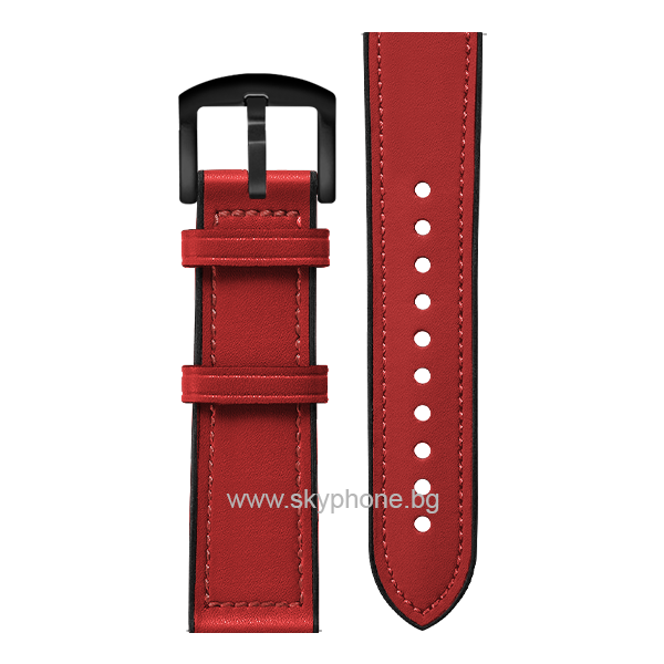 Каишка TPU Leather Cover Strap за Smart Watch, 22мм /червен/