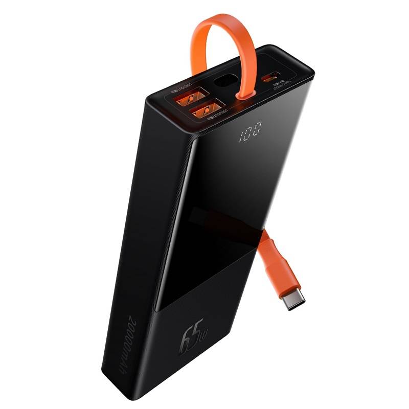 BASEUS Power Bank 20000 mAh, 65W, Elf + вграден кабел Type-C, PPJL000001 /черен/