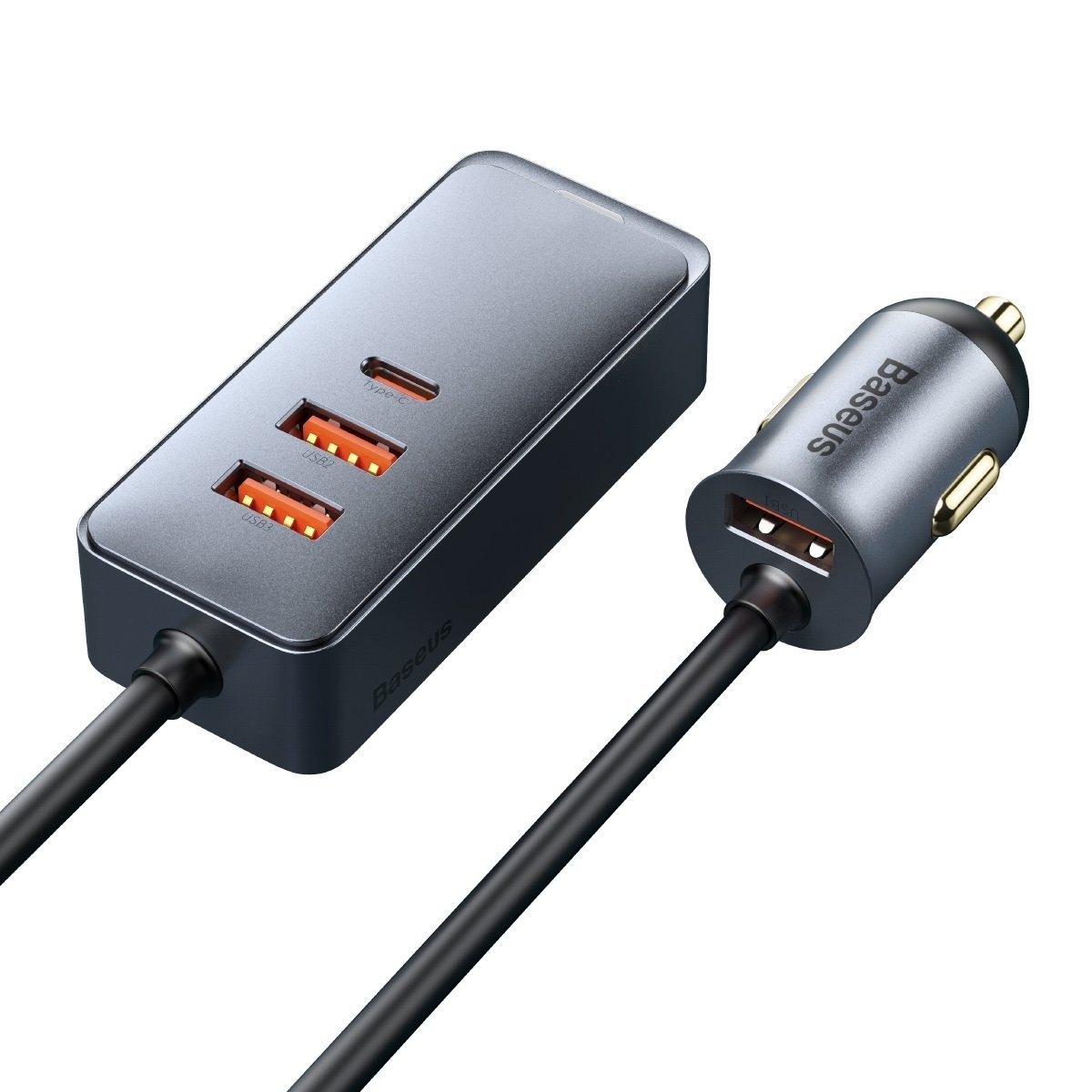 BASEUS 12V 120W, 3xUSB-A + USB-C, Share Together PPS multi-port, сив - CCBT-B0G