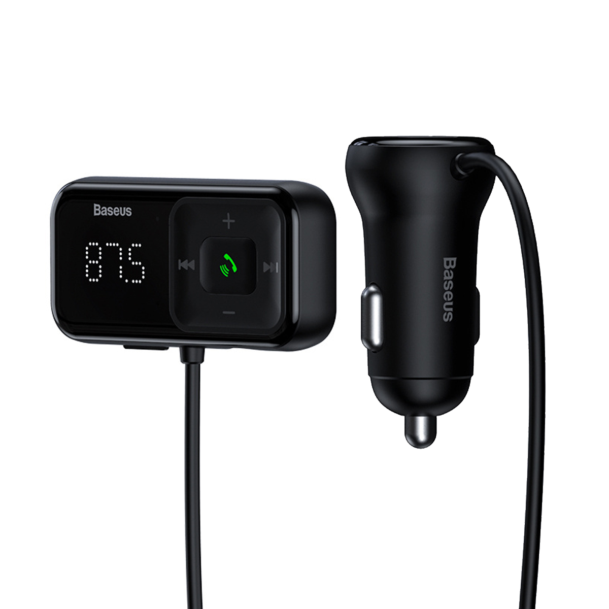 BASEUS MP3 Wireless FM Transmitter 15W, QC, 3.1A, 2xUSB-A, 3.5mm, TF/Micro SD T typed S-16, CCMT000201 /черен/