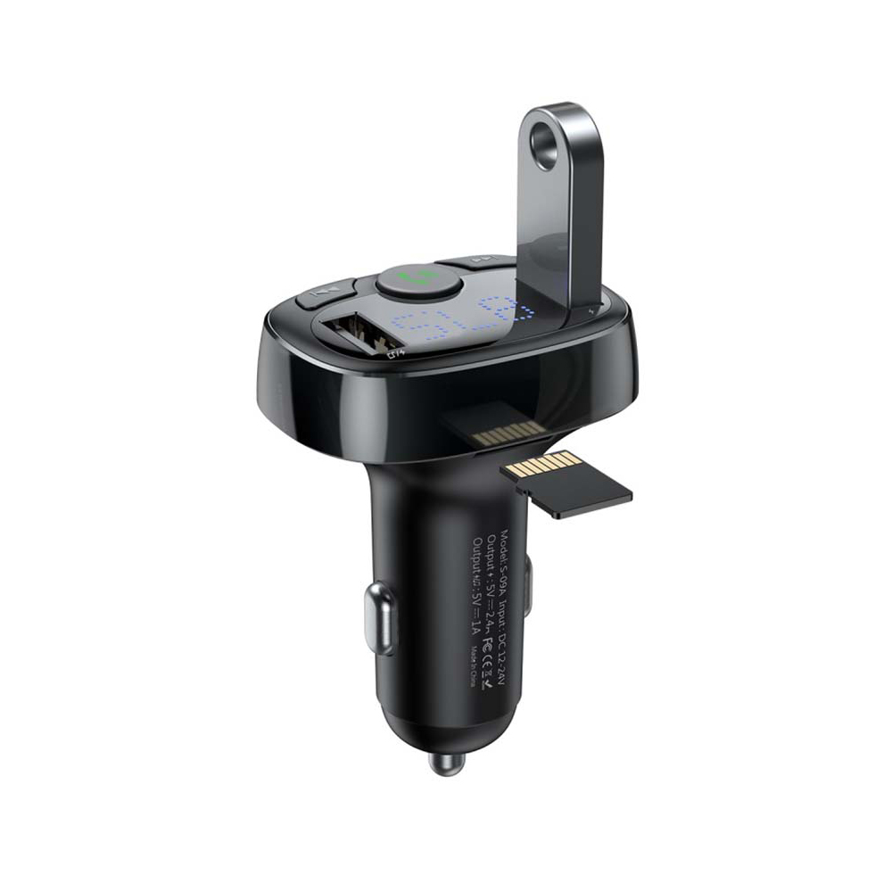 BASEUS MP3 Wireless FM Transmitter 17W, QC,3.4A, 2xUSB-A,TF/Micro SD T-typed S-09A, CCMT000001 /черен/