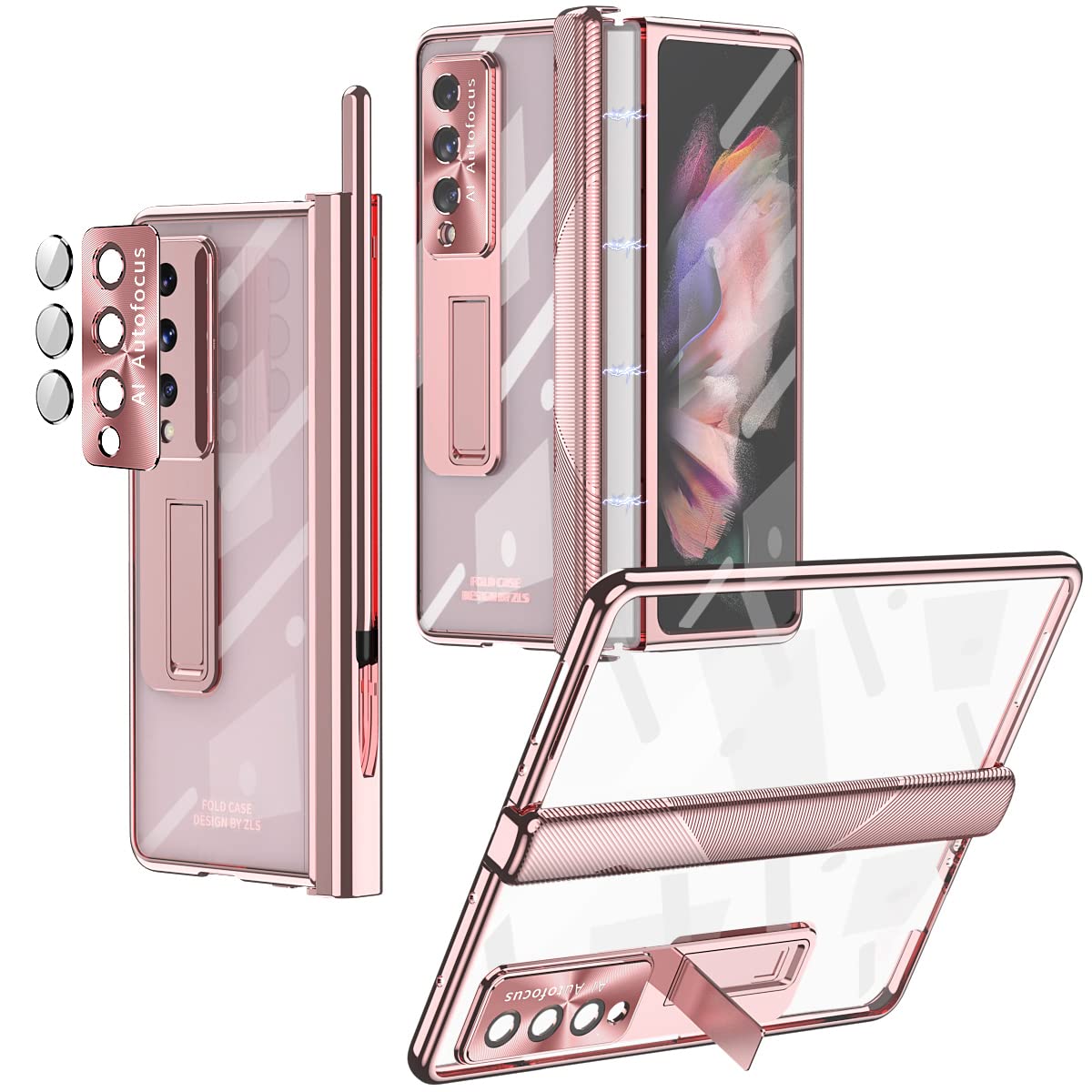 Калъф FW Full Body със стойка Samsung Z Fold 3 + S Pen /розов/