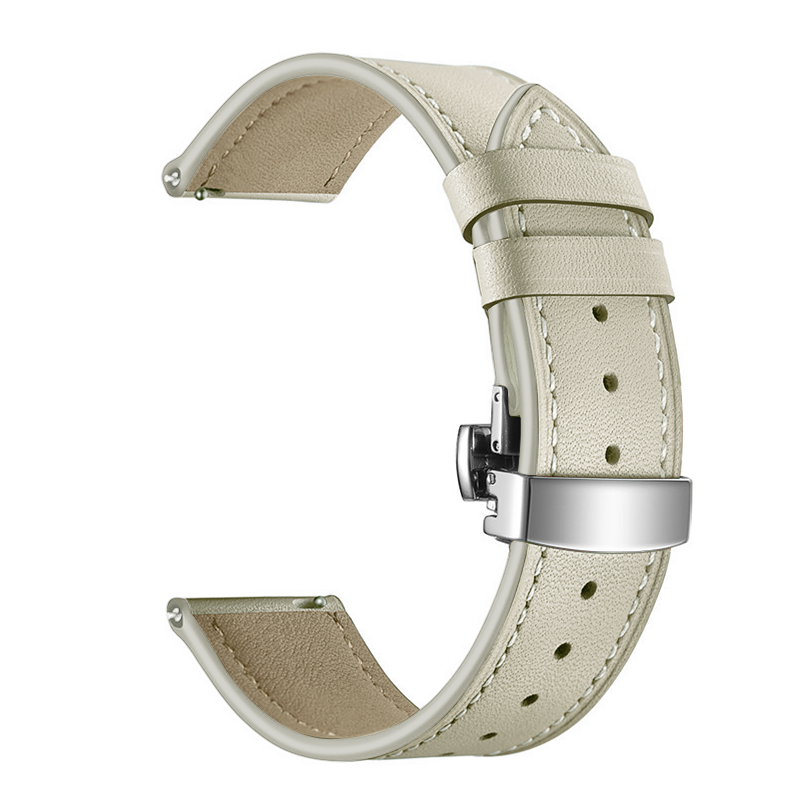 Кожена каишка Leather Classic Buckle Strap за Smart Watch, 20мм /слонова кост/