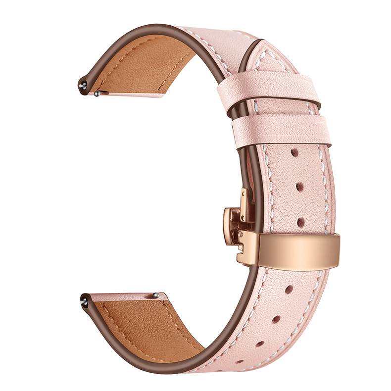 Кожена каишка Leather Classic Buckle Strap за Smart Watch, 20мм /светло розово/