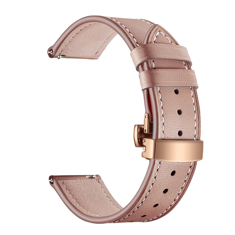 Кожена каишка Leather Classic Buckle Strap за Smart Watch, 20мм /тъмно розово/