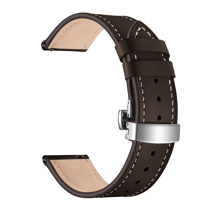 Leather Classic Buckle Strap for Smart Watch, 22mm /dark brown/