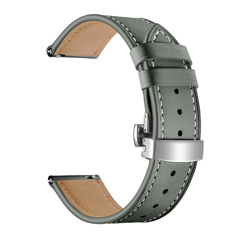 Кожена каишка Leather Classic Buckle Strap за Smart Watch, 22мм /сива/