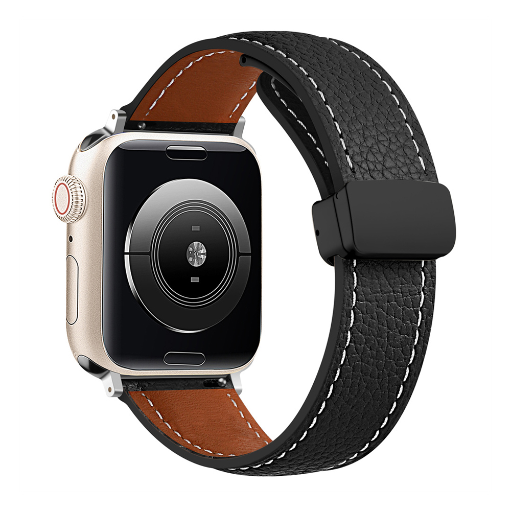 Кожена каишка Leather Magnet Black Buckle за Smart Watch, 22мм /черна/