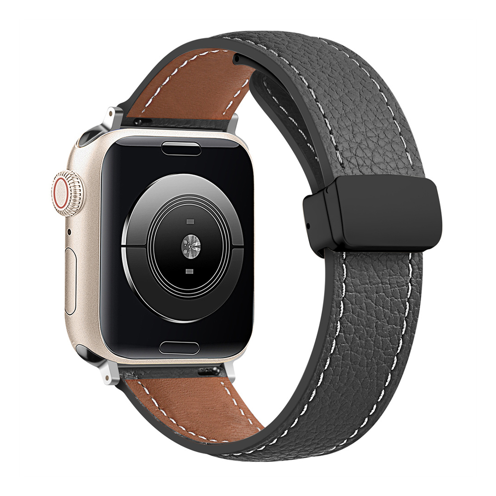 Кожена каишка Leather Magnet Black Buckle за Smart Watch, 22мм /сива/