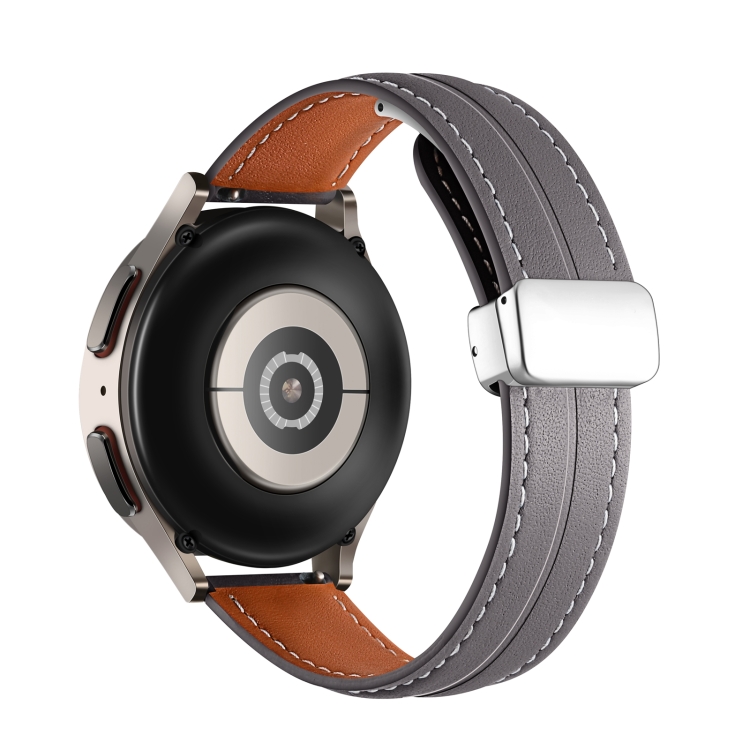 Leather Magnet Buckle for Smart Watch, 20mm /grey/