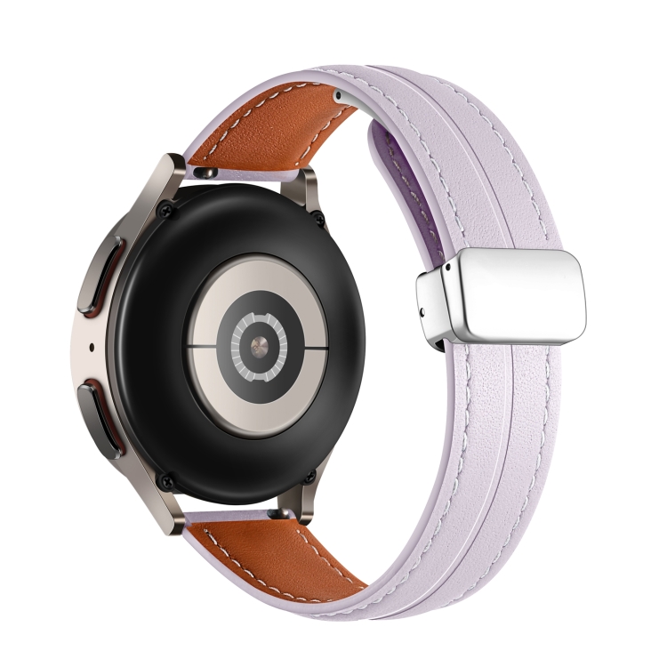 Кожена каишка Leather Magnet Black Buckle за Smart Watch, 20мм /лилава/