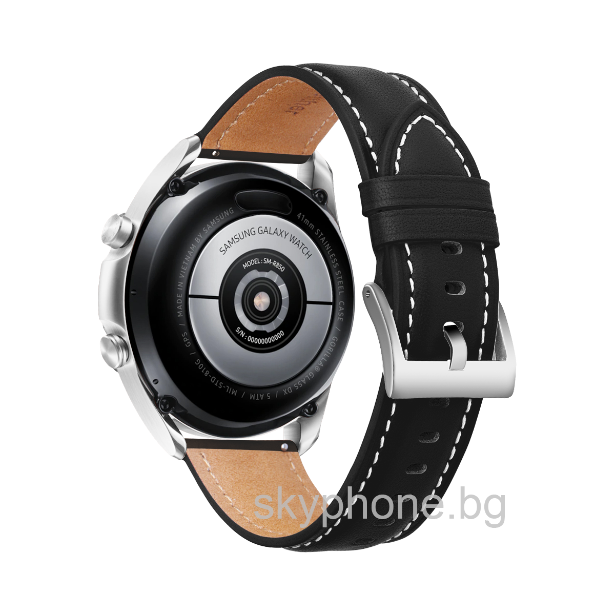 Кожена каишка Leather Premium Strap за Smart Watch, 22мм /черна/