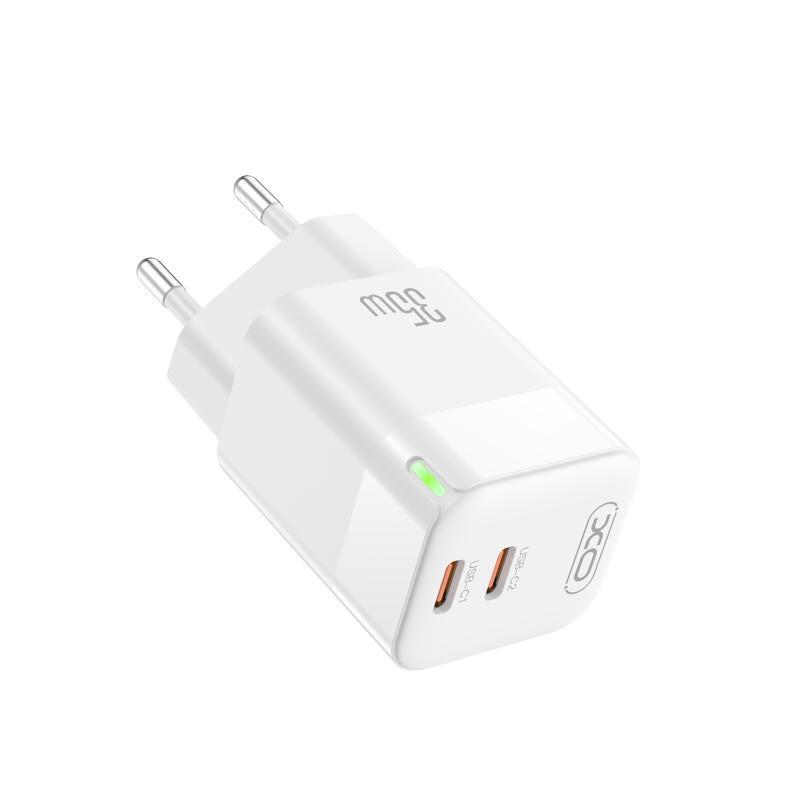 XO 220V 35W, 2xUSB-C, бял - CE07