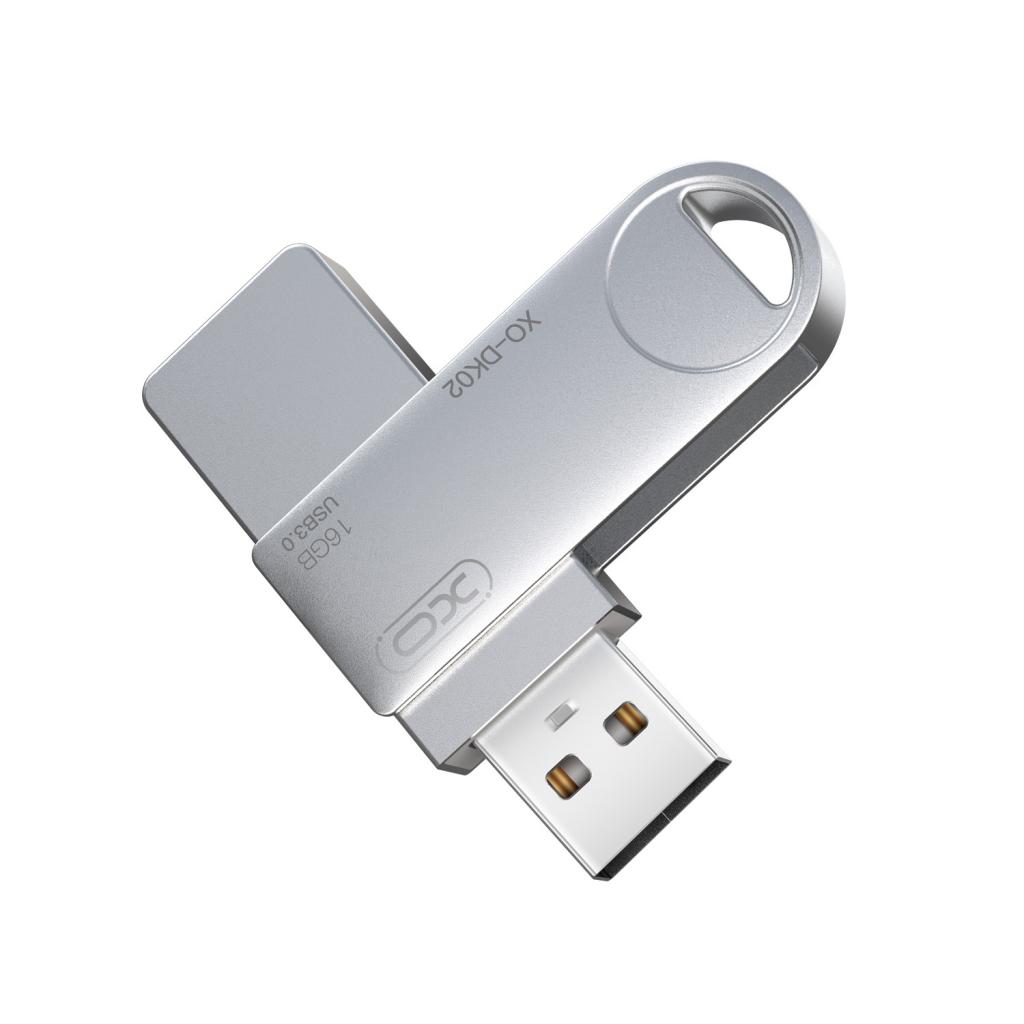 XO Flash Drive DK02 16GB, USB 3.0 Rotating /сребриста/